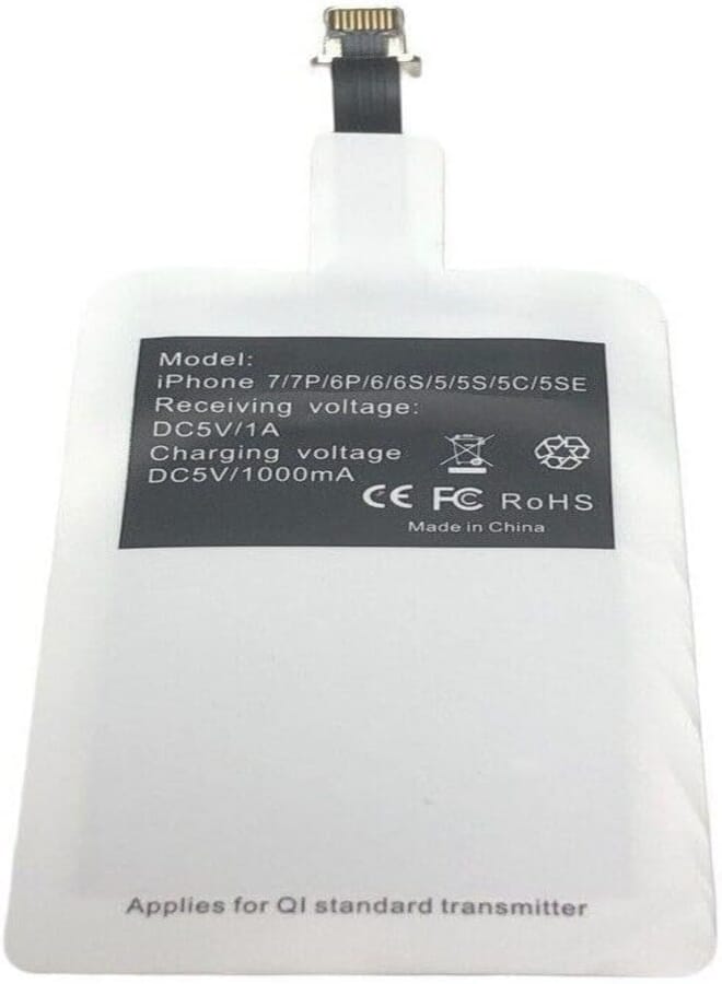 Compatible with iPhone Lightning, Qi Wireless Charging Receiver Adapter – Super Fast 1000mA Wireless Charging Module